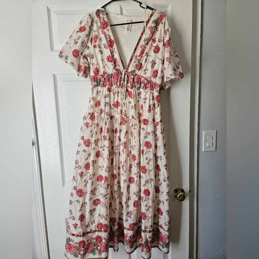 100% Cotton Floral Midi Dress